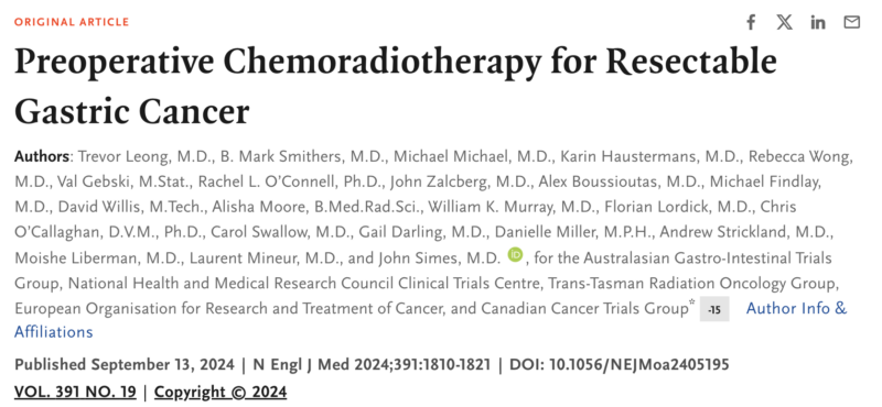 Adding preoperative chemoradiotherapy for gastric cancer shows no survival benefit - EORTC